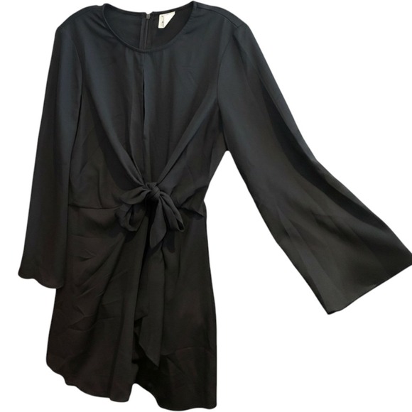 By Together Dresses & Skirts - Office Siren LBD Tie Front Keyhole Mini‎ Dress Womens Size M Black Whimsigoth